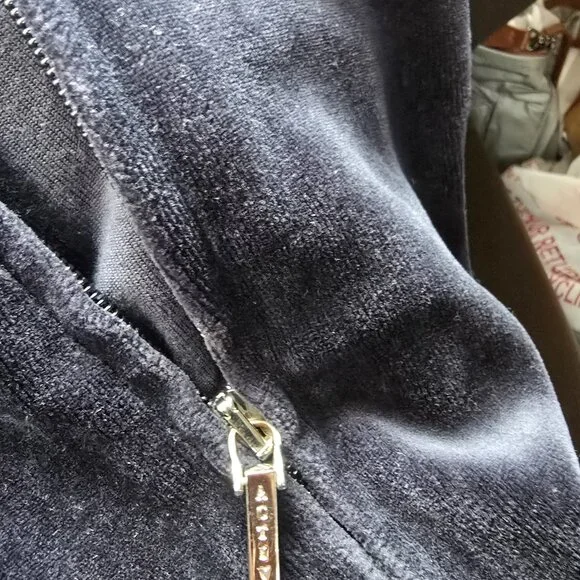 RALPH LAUREN Womens Full Zip Hoodie Track Jacket Dark Blue Velour Crest Large - Picture 7 of 9